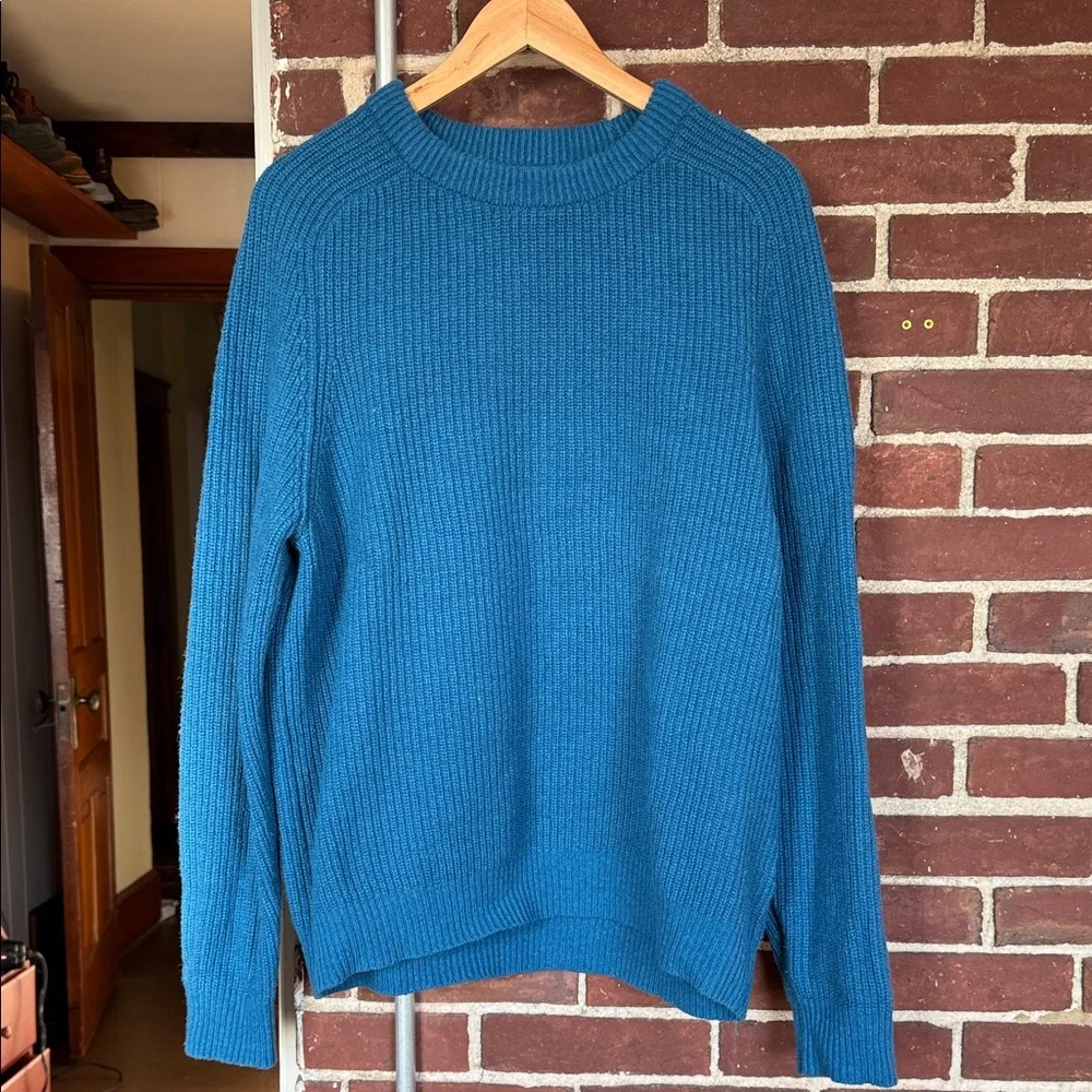 Lands’ End Men's Blue Sweater cotton & wool blend - Picture 1 of 4